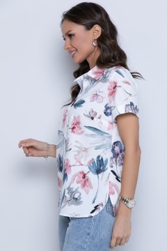 Белая рубашка с цветочным принтом Diolche(фото2)